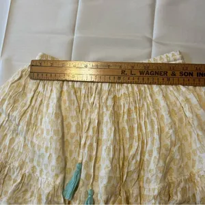 Anthropologie RAGA Mini Ruffle Skirt Tassel White & Yellow Boho Size Medium thumbnail 5