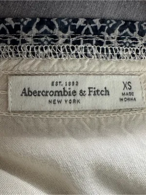 Abercrombie Women’s XS Blue Cream Boho Print Maxi Dress Long Sleeve Boho thumbnail 4
