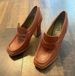 Sam Edelman Leather Block Heel Loafers Size 8 thumbnail 1