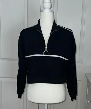 Black Cropped Half Zip Sweater Size XS thumbnail 1