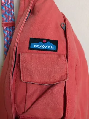 KAVU Rope Sling Backpack Coral Orange Canvas Crossbody Hiking Travel Bag thumbnail 5