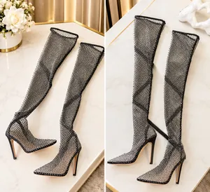 SIMMI London Rhinestone Fishnet Over-The-Knee Boots - Size US 6 / UK 4 ✨ thumbnail 3