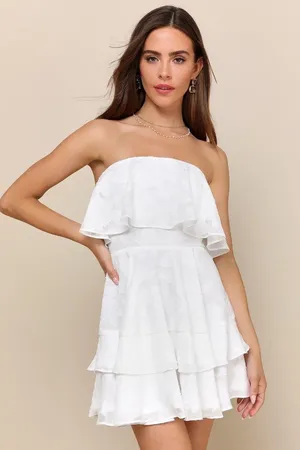Lulus white lace strapless dress thumbnail 1