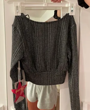 New Years Sparkly Crop Top Silver Size XS thumbnail 3