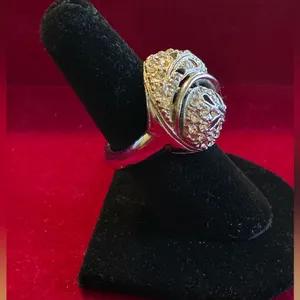 Vintage-Style Rhinestone Filigree Statement Ring size 6.5 thumbnail 2