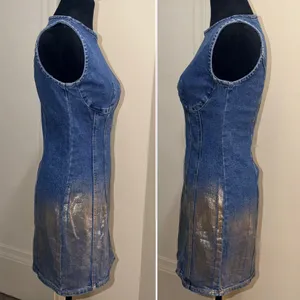 Forever 21 Metallic Gold Ombre Foil Sleeveless Denim Mini Dress - Size XS - NWOT thumbnail 5