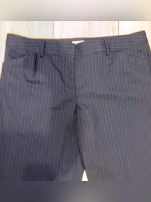 Anne Klein Wool Blend Charcoal Pinstripe Wide Leg Dress Pants 14 thumbnail 4