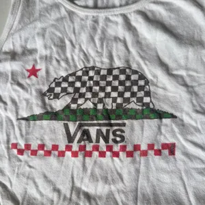 Vans California Bear Checkered White Crop Tank Top L thumbnail 2