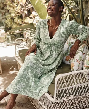 NWT‎ Summersalt The Cinched Waist Caftan Dress vintage floral sz L thumbnail 1