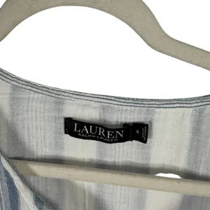 Lauren Ralph Lauren Blue Striped Blouse Coastal Preppy Cotton Gauze Womens Small thumbnail 4