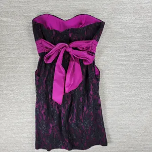 Sequin Hearts Lace Mini Prom Dress Womens 5 Purple Sash Strapless Cocktail Party thumbnail 9