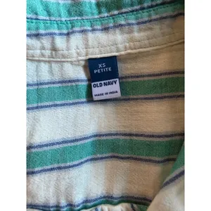 Old Navy XS Petite Coastal Stripe Cotton Romper Blue Green Drawstring Pockets thumbnail 8