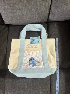 Disney Light Blue & Cream Stitch Canvas Tote Bag thumbnail 2