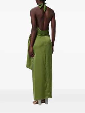 Hanita Maxi Satin-Finished Cowl-Neck Dress thumbnail 2