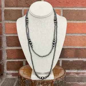 Navajo Style Pearl Graduated Double Layer Necklace thumbnail 2