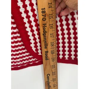 Nikka K Striped Tie Front Knit Sweater Vest Women L Red White Shabby Chic Retro thumbnail 3