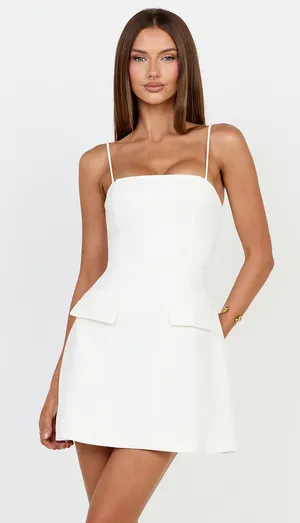 Showpo New Katia Mini Dress Strappy Corset A Line Dress In White Size XS MSRP $119 thumbnail 1