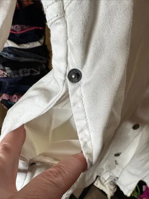Free People We The Free Hannah Denim Mini Shirt Dress Cream Small Raw Hem Cotton thumbnail 9