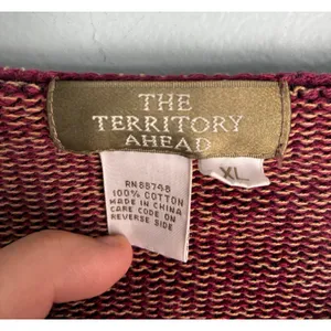 THE TERRITORY AHEAD 100% Cotton Sweater Burgundy Women's XL thumbnail 2