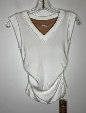 OGL Women XS White Modal Stretch V-Neck Cowl Back Sleeveless Top Blouse New thumbnail 1