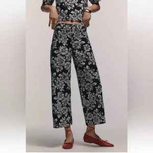 ANTHROPOLOGIE Maeve The Ettie High Rise Wide Leg Crop Pants Floral Size 27 NEW thumbnail 2