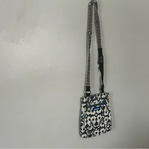 KAVU Small Crossbody Bag Black Blue White Geometric Print Adjustable Strap thumbnail 4
