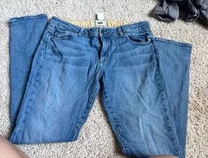 Straight Leg Blue Jeans Paige Troy Boy Medium Wash Denim Pants thumbnail 1