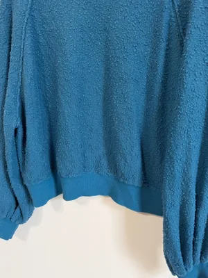 Free People Found My Friend Bouclé Pullover Sweater Size Small Oversized Teal thumbnail 4