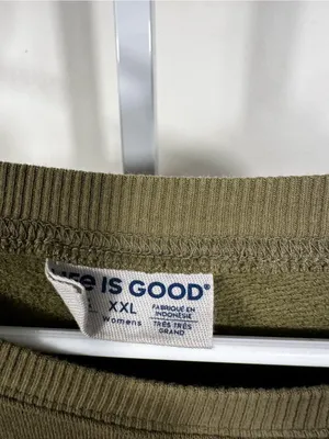 N79. Life Is Good Olive Green Pullover with White Sun Logo thumbnail 3