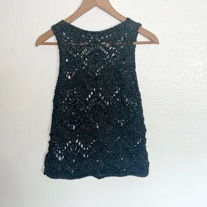 Express Y2K Black Crochet Tank Top Vest Top thumbnail 5