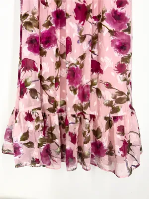 Lulu’s Pink Floral Tie-Shoulder Midi Dress thumbnail 9