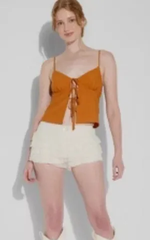 Wild‎ Fable Orange Tie Front Cami Top Adjustable Straps XS Festival Flowy thumbnail 1