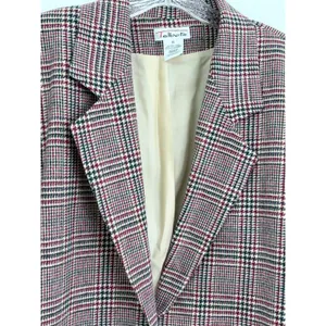 Vintage Talbots Blazer Red Plaid 100% Wool Two Button Jacket Size M thumbnail 3