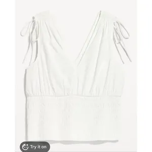 Old navy smocked white tie shoulder cropped tank size large thumbnail 8