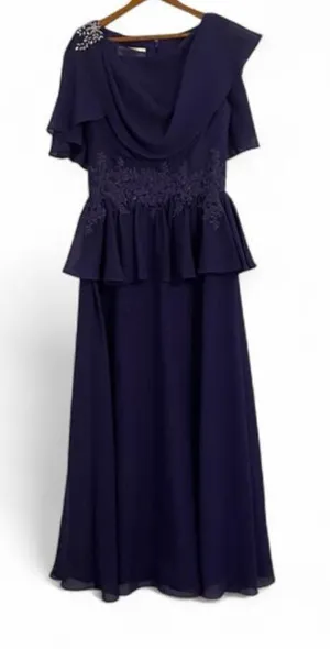 JJ's House Women's S Royal Purple Formal Dress Wedding Guest Vintage y2k Ruffle thumbnail 1