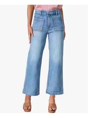 NEW High Waisted Cropped Wide Leg Jeans Stretchy Loose Denim Pants 4 thumbnail 2