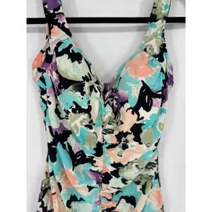 VTG Maxine Of Hollywood 14 Retro Inspired Floral One Piece Bathing‎ Suit Pinup thumbnail 3