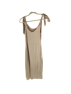 Pretty Little Thing Slone Tie Shoulder Scoop Neck Jersey Midi Dress Beige 4 thumbnail 2