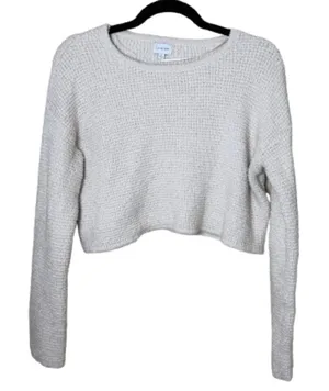 LA HEARTS Nubby Chunky Tan Cream Crew Neck Sweater Cropped Size Small thumbnail 1