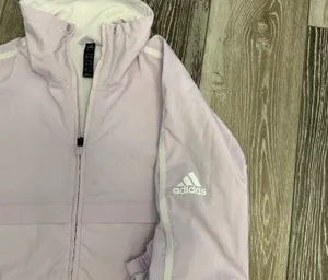 Adidas Sz M Lilac Purple Jacket Windbreaker W White Stripes & Logo thumbnail 7