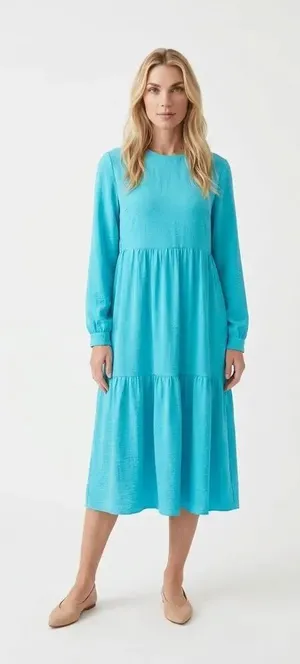 Shi Turquoise Balloon Dress Sz M NWT thumbnail 1