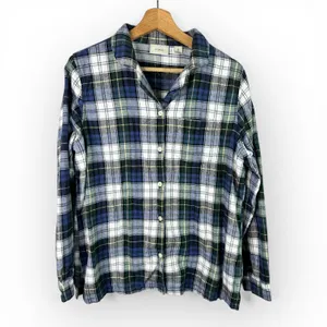 LL Bean Womens size Medium Scotch Plaid Flannel Pajamas Shirt Tartan 502584 thumbnail 1