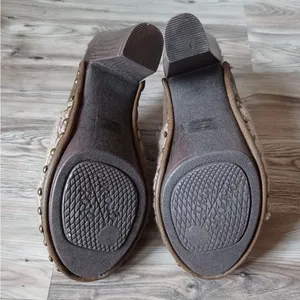 Tan mule knit Mul Luks 3 inch block heel brown 6.5 thumbnail 5
