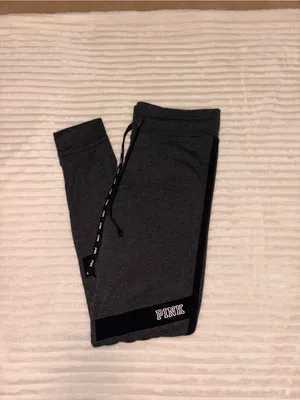 PINK Victoria's Secret Charcoal Gray Logo Yoga Jogger Leggings Size M thumbnail 2