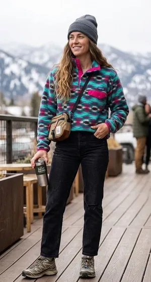 Patagonia Synchilla Fleece Pullover Women's XL Aztec Southwestern Teal Pink thumbnail 1