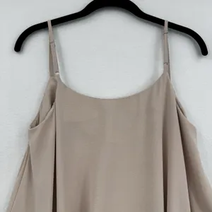 SHEIN Beige Handkerchief Hem Midi Dress Flowy Minimalist Boho Chic Lagenlook SM thumbnail 3