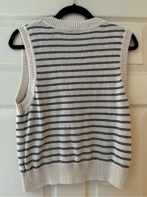 GAP Striped V-Neck Button Sweater Vest thumbnail 5