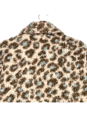 Andree By Unit Faux Fur Leopard Print Teddy Cropped Jacket Size Large NWT thumbnail 6