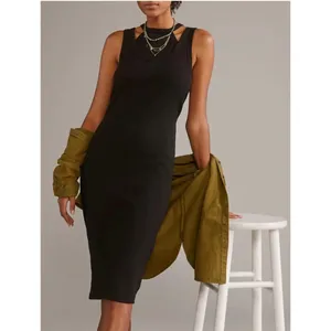 Anthropologie T.La Sleeveless Double Tank Layer Ribbed‎ Cut Out Midi Dress S NEW thumbnail 2