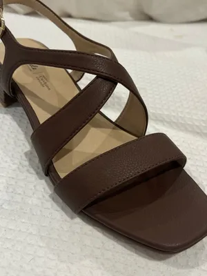 Life Stride Brown Leatherette Crisscross Block Heel Sandals thumbnail 1